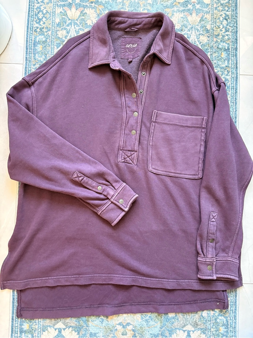 aerie Women's Long Sleeve Polo sweatshirt - Plum